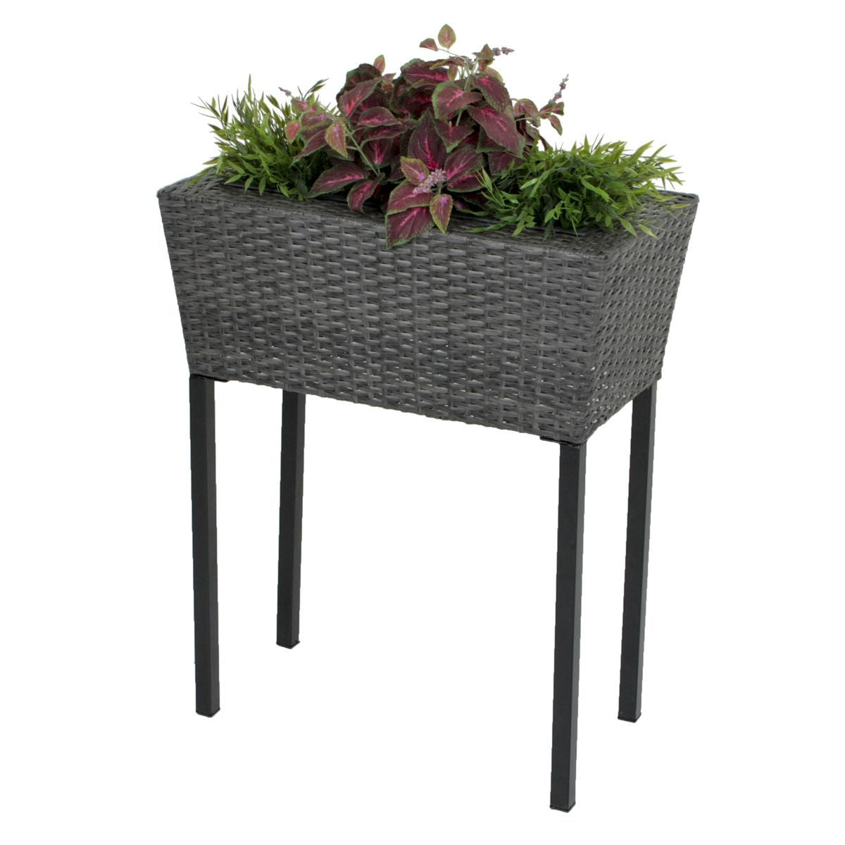 2x Hochbeet Blumentopf Pflanzkübel Blumenkübel Garten Terrasse Rattan Optik