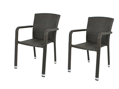 2x Garten Stapelstuhl Armstuhl Balkon Terrasse Stuhl Stühle Sessel Rattan Optik