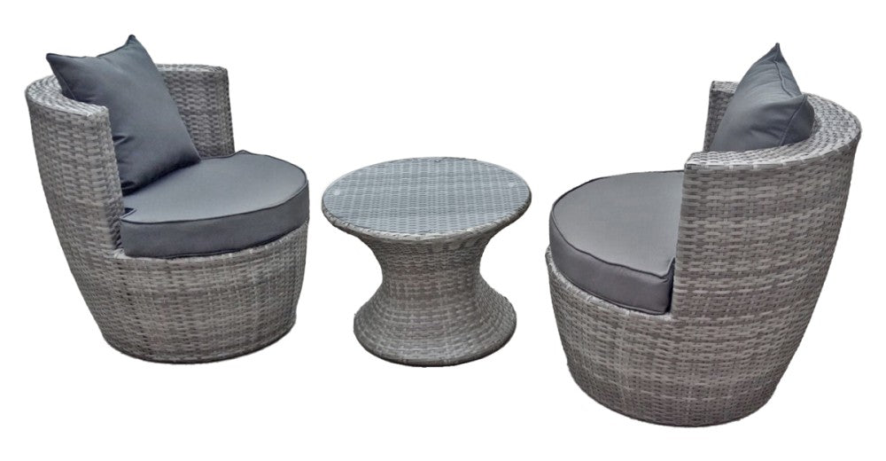 Garden Pleasure Club Set Sitzgruppe Garten Sessel Lounge Tisch Rattan Optik grau