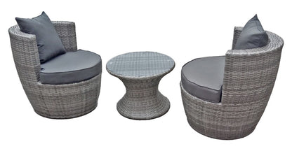 Garden Pleasure Club Set Sitzgruppe Garten Sessel Lounge Tisch Rattan Optik grau