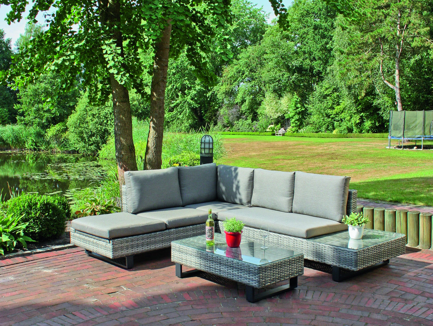 Luxus Lounge Eckgruppe 3-tlg. Garten Sitzgruppe Rattan Optik Gartenmöbel Sofa