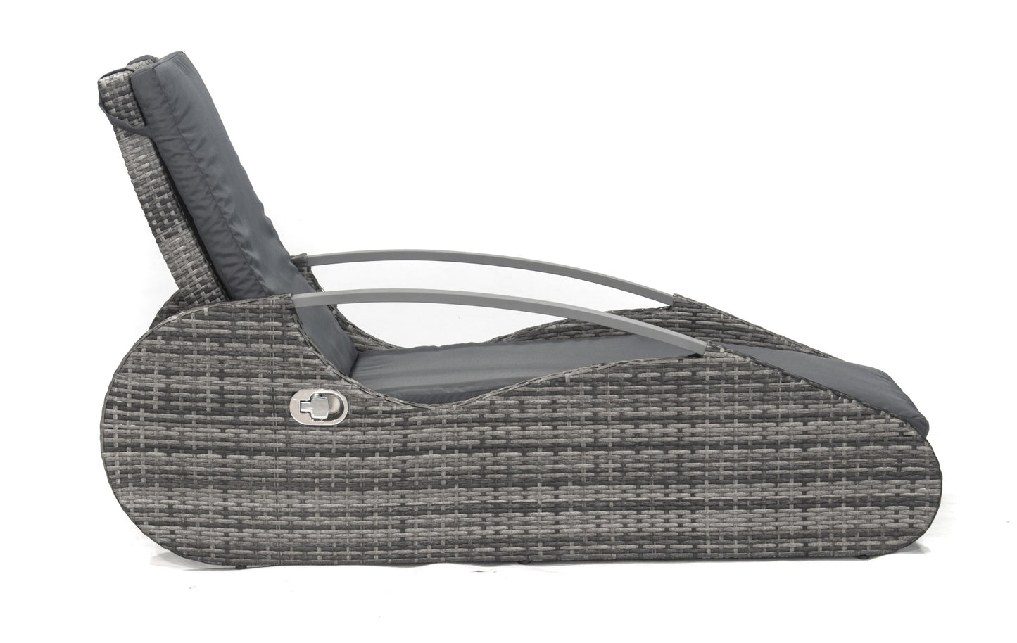 Garten Lounger Sessel Liege Sonnenliege Relaxliege Gartenliege Rattan Optik grau