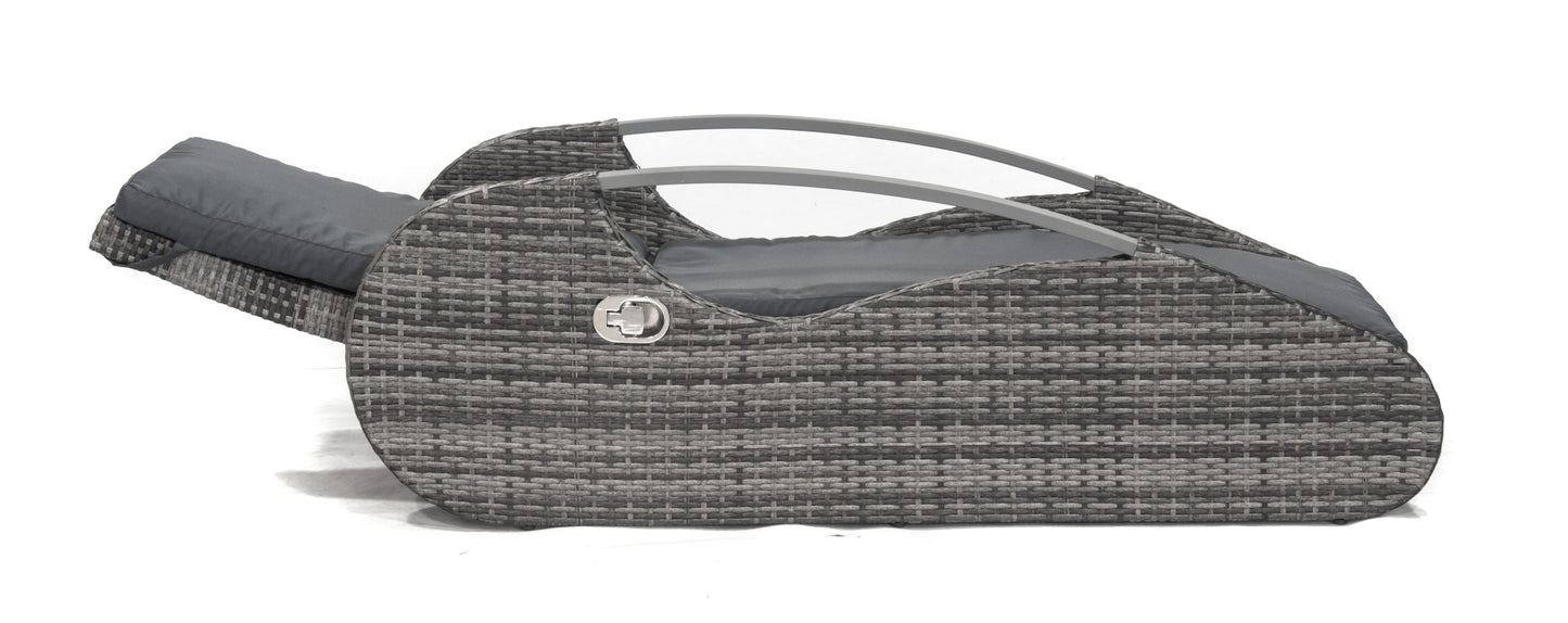 Garten Lounger Sessel Liege Sonnenliege Relaxliege Gartenliege Rattan Optik grau