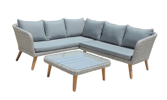 Garten Lounge Sofa Sitzgruppe Garten Couch Sessel  Rattan Optik Gartenmöbel grau