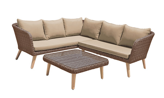 Sitzgarnitur Sitzgruppe Holz Garten Lounge Set Gartenmöbel Massiv Tisch Sofa