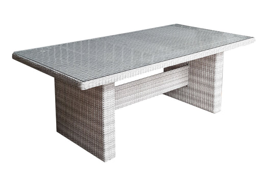 Polyrattan Gartentisch 200x100 Glastisch Esstisch Gartenmöbel Tisch Metall