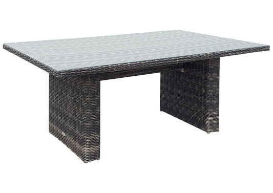 Polyrattan Gartentisch 200x100 Glastisch Esstisch Gartenmöbel Tisch Metall