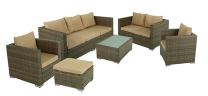 6-tlg Polyrattan Sitzgruppe MURCIA Garten Lounge Kunststoff Garnitur Rattanoptik