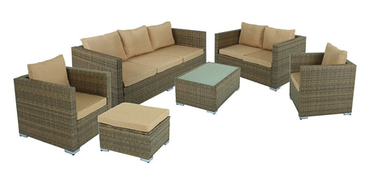 6-tlg Polyrattan Sitzgruppe MURCIA Garten Lounge Kunststoff Garnitur Rattanoptik
