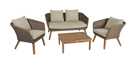 Garden Pleasure Sitzgruppe ARONA Polyrattan Lounge Garten Möbel Sitzgruppe braun