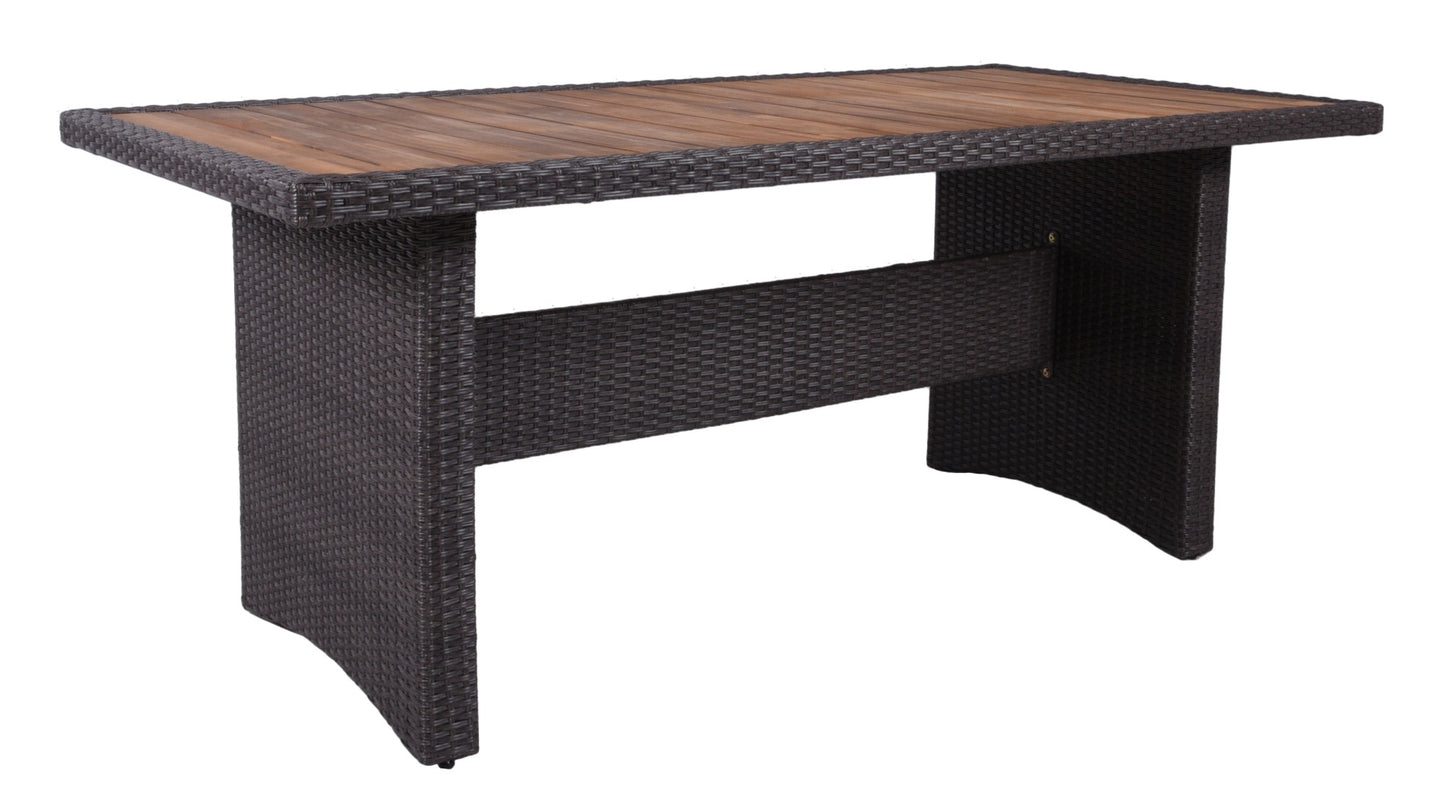 Tisch BRAGA 180cm grau Polyrattan Akazie Gartentisch Garten Gartenmöbel Möbel