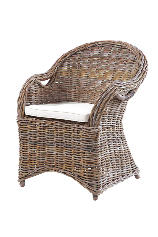 Korb Sessel BREST Natur Rattan grau Relaxsessel Fernsehsessel Wohnzimmer Indoor