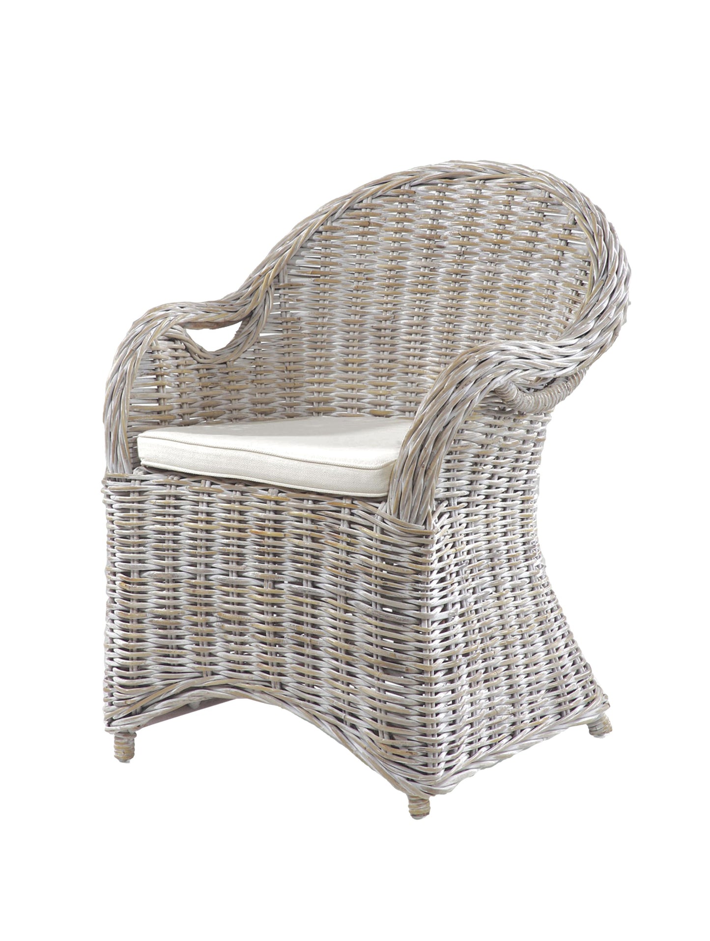 Korb Sessel BREST Natur Rattan weiß Relaxsessel Fernsehsessel Wohnzimmer Indoor