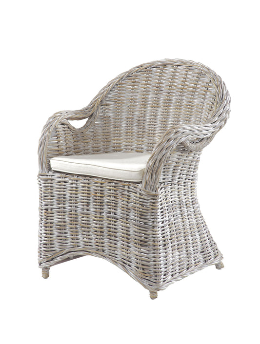 Korb Sessel BREST Natur Rattan weiß Relaxsessel Fernsehsessel Wohnzimmer Indoor