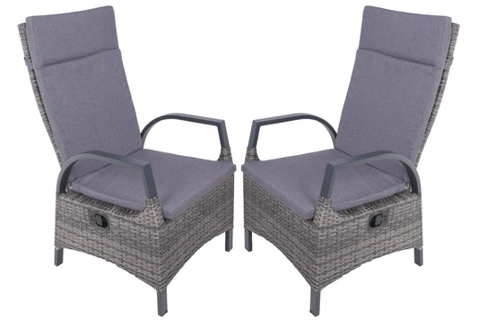 2er Set Hochlehner Almada Kunststoffgeflecht Relaxsessel Garten Sessel Stuhl Möbel