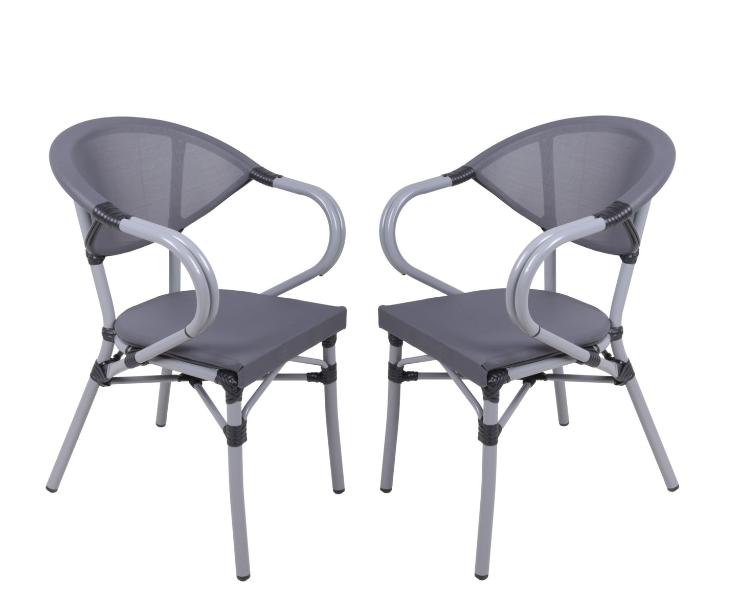 2er Set Stapelstuhl Toskana Garten Terrasse Stuhl Essstuhl Gartenmöbel grau