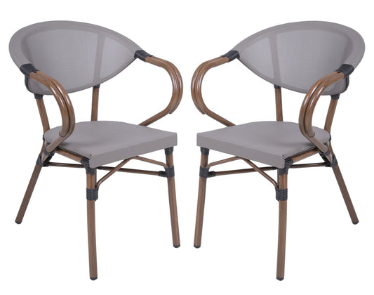 2er Set Stapelstuhl Toskana Garten Terrasse Stuhl Essstuhl Gartenmöbel braun