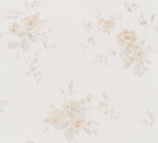A.S. Création Blumentapete Creme Papiertapete 978318 Wandtapete Tapete