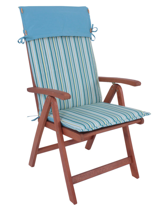 Garden Pleasure Hochlehner Eukalyptus inkl. Auflage Garten Stuhl Sessel blau