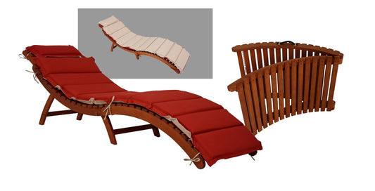 Faltliege NASSAU + Auflage 2er Set Holzliege Eukalyptus Sonnenliege Garten Liege