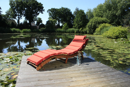Faltliege NASSAU + Auflage 2er Set Holzliege Eukalyptus Sonnenliege Garten Liege