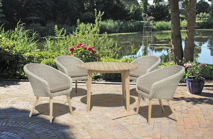 5tlg. Garten Tischgruppe Esstisch Stuhl Stühle Tisch Akazie Holz Rattan Optik