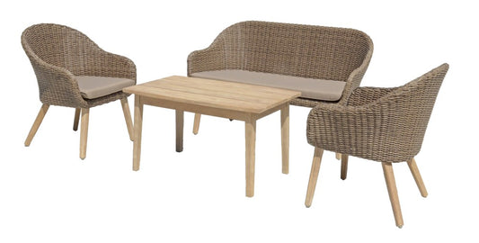 Garden Pleasure 4tlg. Lounge Gruppe Akazie Holz Garten Tisch Sofa Stuhl Stühle