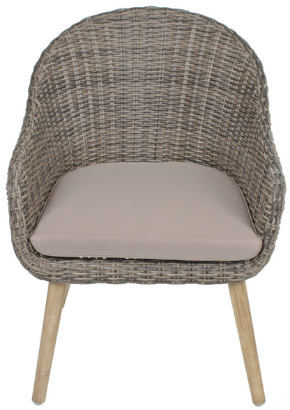 3tlg Garten Sofa Stuhl Set Kissen Lounge Sitzgruppe Möbel Akazie Rattan Optik