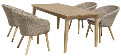 9tlg Garten Tischgruppe Esstisch Stuhl Stühle Akazie Rattan Optik Terrasse Möbel