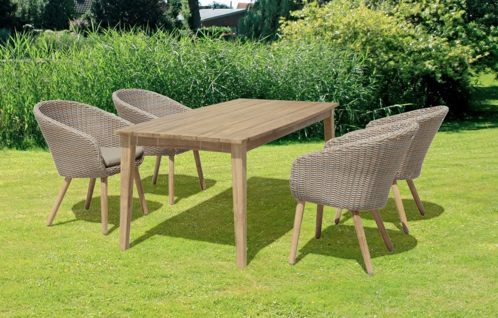 9tlg Garten Tischgruppe Esstisch Stuhl Stühle Akazie Rattan Optik Terrasse Möbel