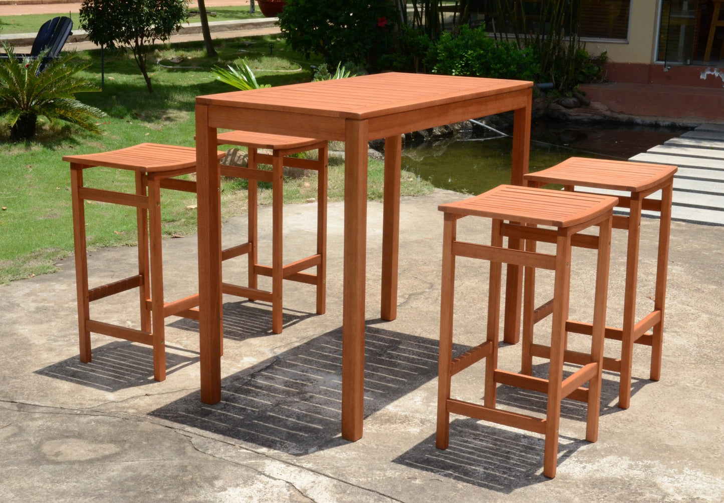Bar Set Bartisch Barhocker Garnitur Sitzgruppe Holz Garten Hocker Stuhl Tisch