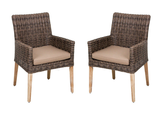 Armstuhl NORVELL Gartenstuhl Rattanstuhl Armlehnenstuhl Stuhl Garten 2er Auflage