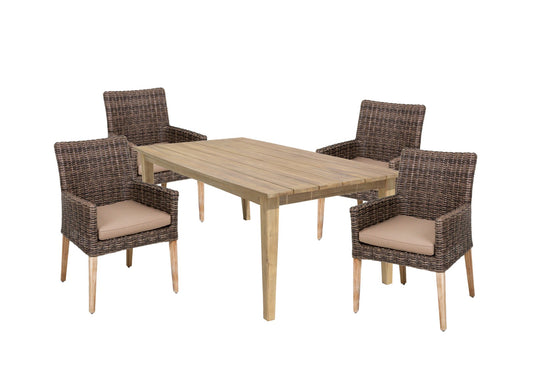 Garten Sitzgruppe Gartenset 5tlg. +  Auflage Essgruppe Terrasse Tisch Armsessel