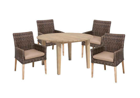 Gartenset Garten Sitzgruppe 5tlg. +  Auflage Essgruppe Terrasse Tisch Armsessel
