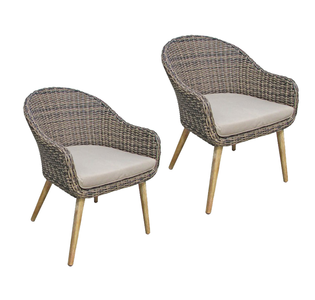 2x  Korbsessel Bistrosessel Armlehne Lehne Massivholz Outdoor Stuhl Sessel