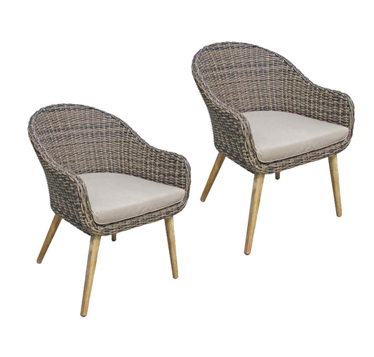 2x  Korbsessel Bistrosessel Armlehne Lehne Massivholz Outdoor Stuhl Sessel