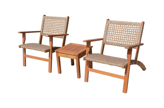 Sitzgruppe SONORA Teak-Look Garten Sitzgruppe Outdoor Braun Holz Kunststoff