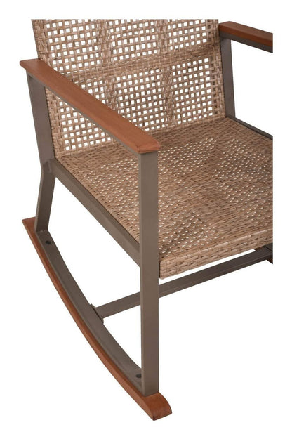 Garden Pleasure Schaukelstuhl Set SINALOA, Teak Look Schaukel Stuhl Garten Möbel
