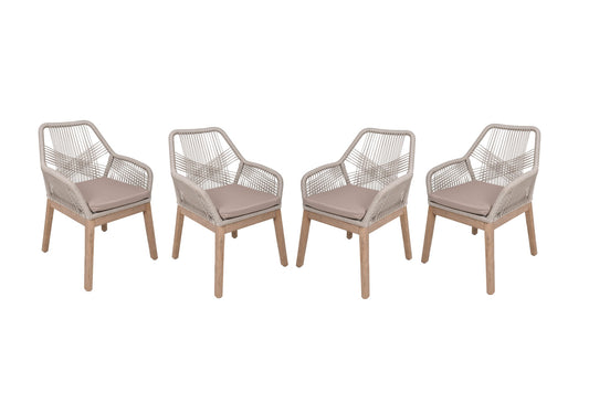 4er Set Gartenstuhl Pomona Armlehnstuhl Stuhl Relax Sessel Gartenmöbel braun