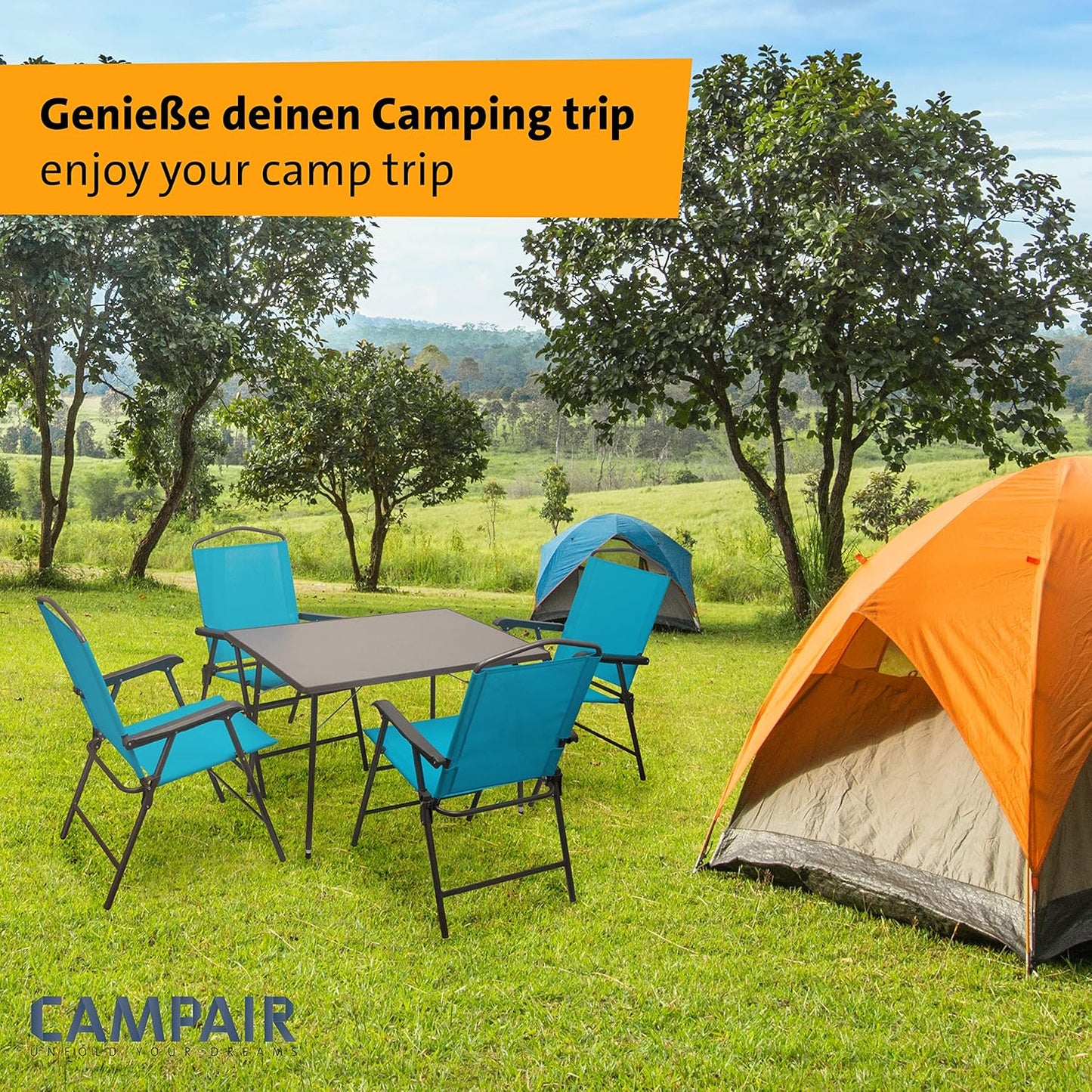 4 Pers. Sitzgruppe Campingmöbel Camping Garnitur Tisch Stuhl Set Campingtisch