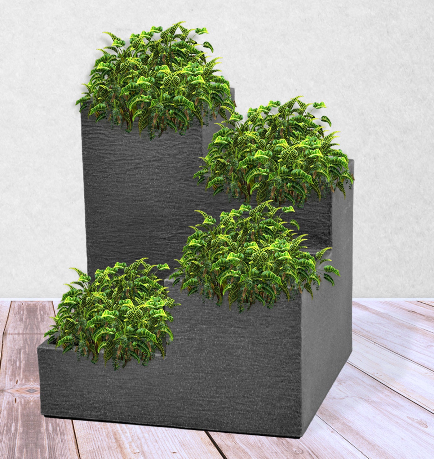 Blumentreppe Kübel Pflanzkübel Blumenkasten Blumenkübel Blumentopf Beton Optik