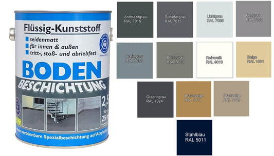 Flüssig Kunststoff 2,5L Bodenbeschichtung 25m² Betonfarbe Beton Beschichtung