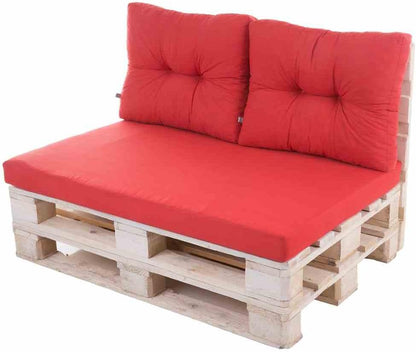 3tlg. Comfort Palettenauflage Set 120x80 rot Paletten 2x Kissen Outdoor Möbel