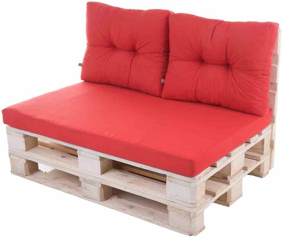3tlg. Comfort Palettenauflage Set 120x80 rot Paletten 2x Kissen Outdoor Möbel