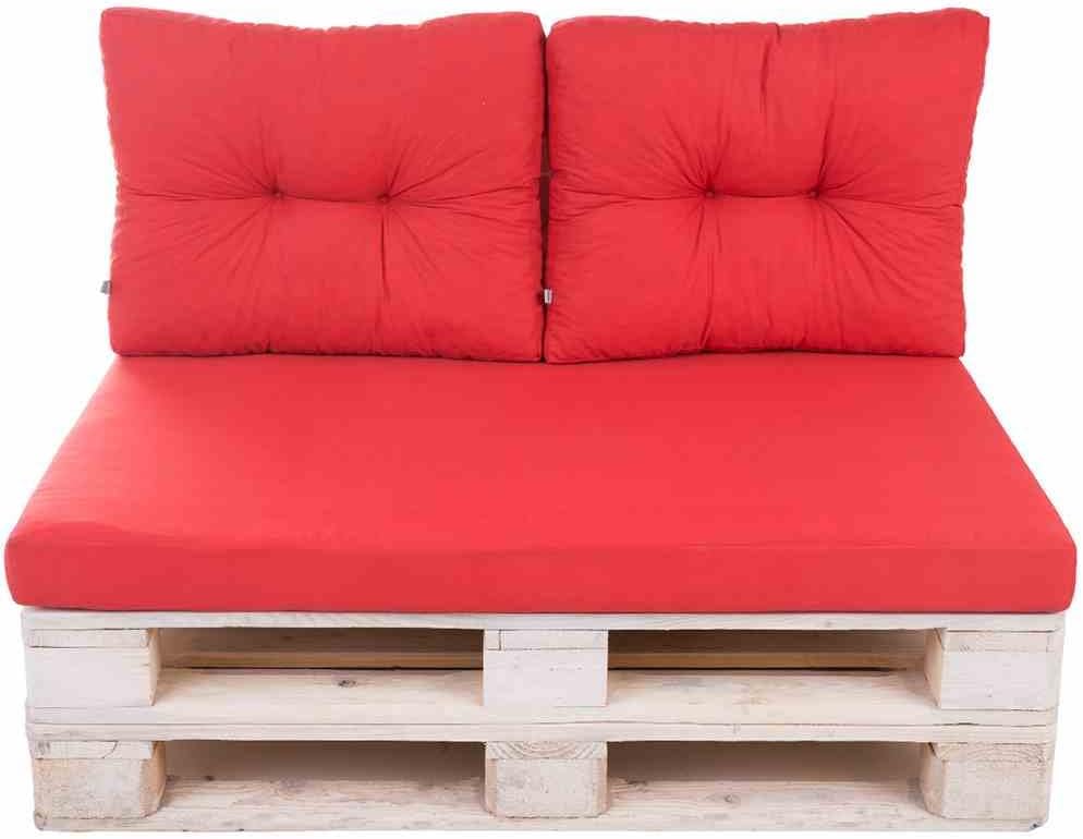 3tlg. Comfort Palettenauflage Set 120x80 rot Paletten 2x Kissen Outdoor Möbel