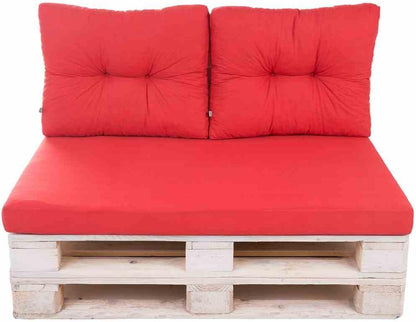 3tlg. Comfort Palettenauflage Set 120x80 rot Paletten 2x Kissen Outdoor Möbel
