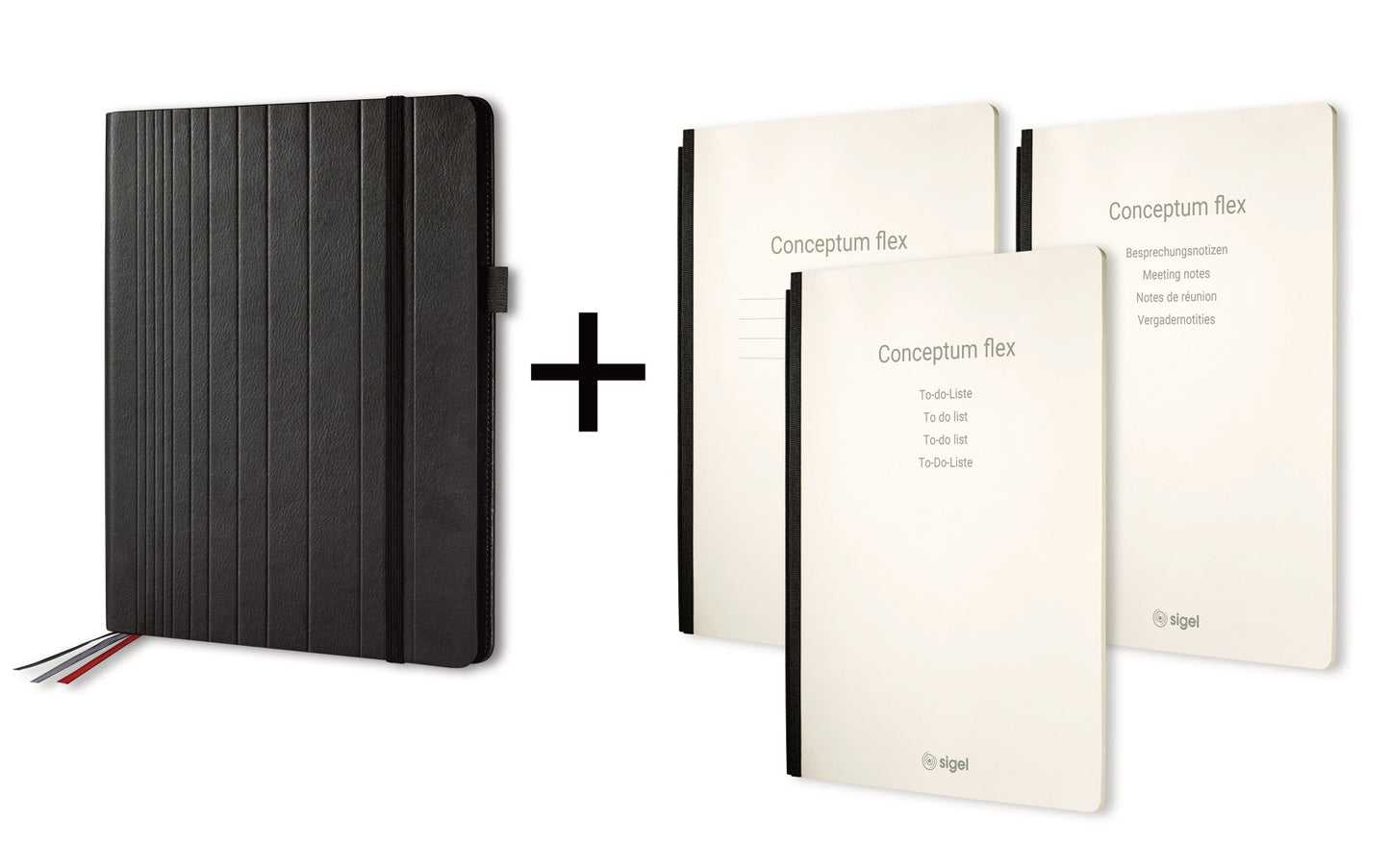 Sigel CF132 Business Organiser ca. A4 Kunstleder schwarz Set Notizheft liniert