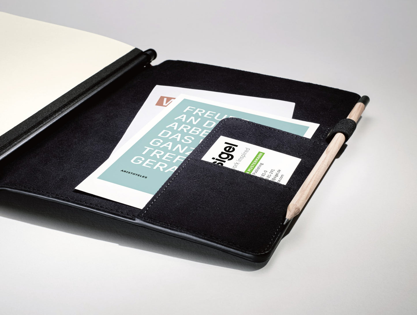 Sigel CF133 Business Organiser ca. A5 Kunstleder schwarz Set Notizheft liniert