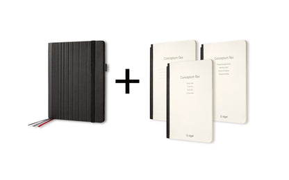 Sigel CF133 Business Organiser ca. A5 Kunstleder schwarz Set Notizheft liniert