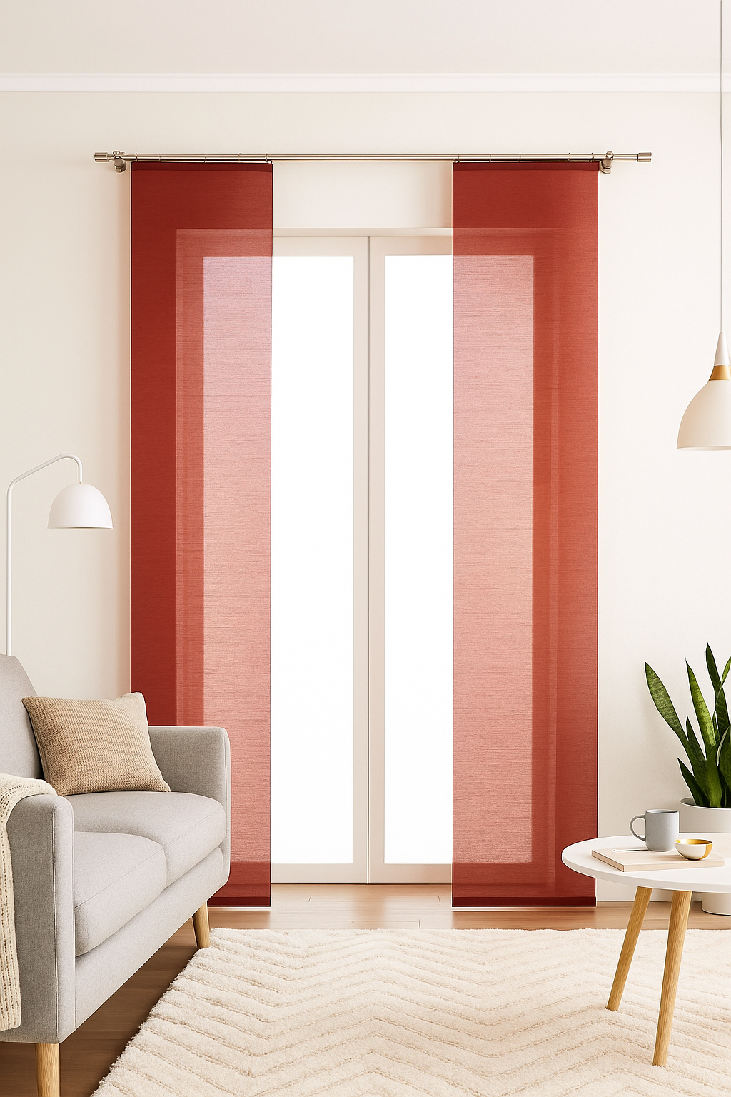 2x Vorhang 225x57cm Schiebevorhang Gardine transparent Flächenvorhang Vorhänge